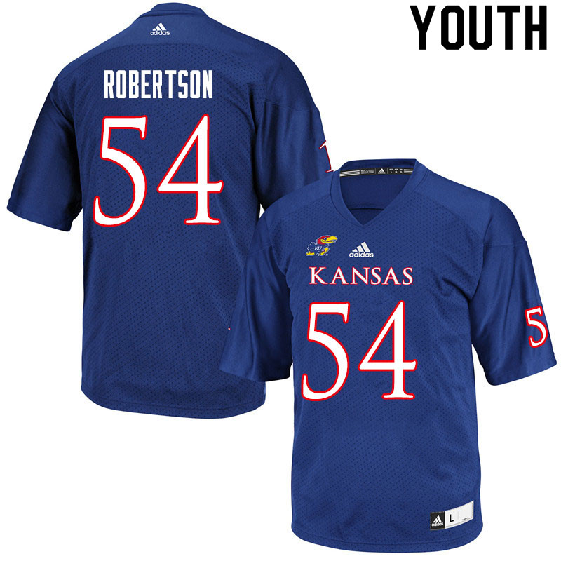 Youth #54 Darin Robertson Kansas Jayhawks College Football Jerseys Sale-Royal